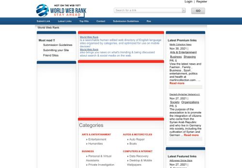 لقطة شاشة لموقع World Web Rank Directory
بتاريخ 01/12/2021
بواسطة دليل مواقع خطوات